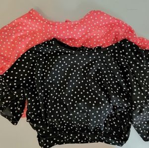 BOOHOO- *BUNDLE* Polka Dot Ruffle Open Tie Back Cropped Shirt